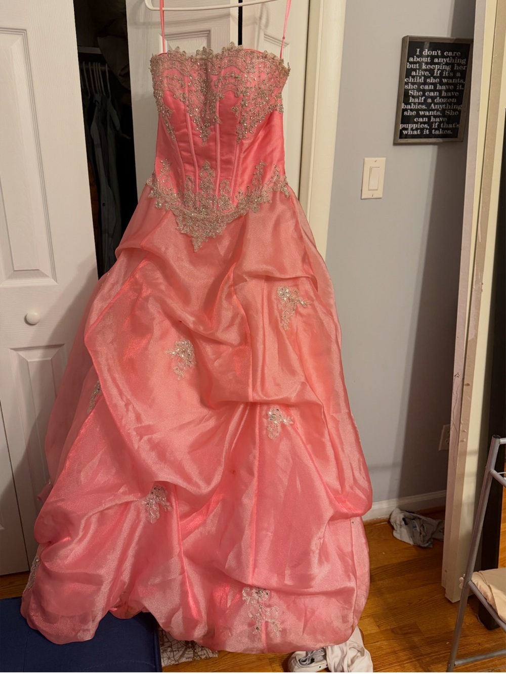 Pink Beaded Ball Gown Dress